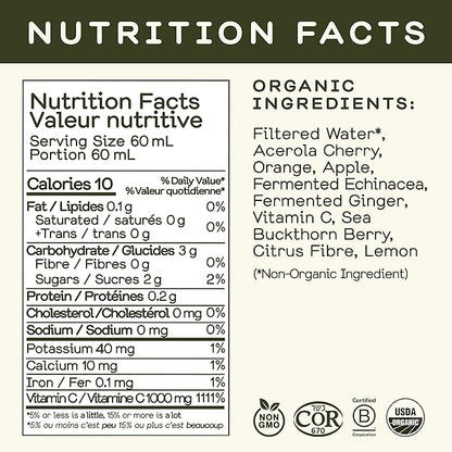 Greenhouse Juice Organic Farma-C+ Wellness Shots Vitamin C Immune Shot Cold-Pressed with Orange, Acerola Cherry, Sea Buckthorn Berry and Fermented Echinacea | Vegan & Gluten-Free (2 Oz, Pack of 12)