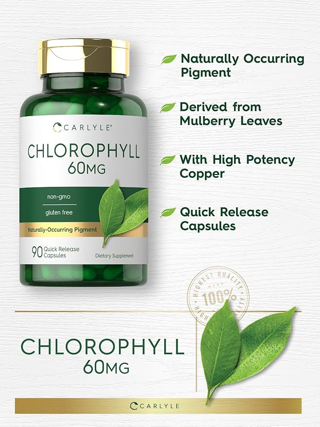 Carlyle Chlorophyll Pills | 90 Capsules | Naturally Occurring Pigment | Chlorophyll Concentrate Supplement | Non-GMO, Gluten Free Complex