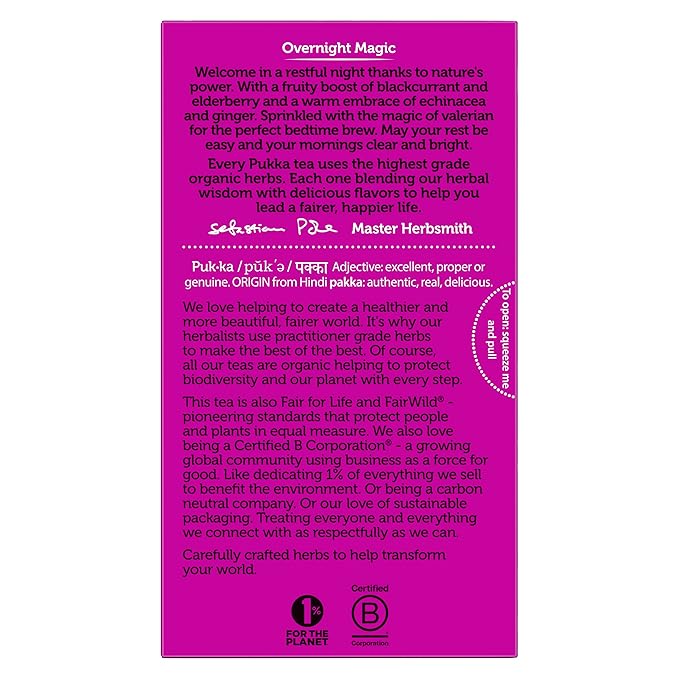 Pukka Organic Tea Bags, Night Time Berry Herbal Tea with Chamomile, Echinacea, and Elderberry, Perfect for Overnight Wellness, 20 Count (Pack of 3), 60 Tea Bags