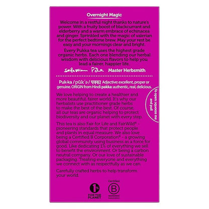 Pukka Organic Tea Bags, Night Time Berry Herbal Tea with Chamomile, Echinacea, and Elderberry, Perfect for Overnight Wellness, 20 Count (Pack of 3), 60 Tea Bags