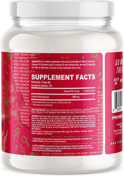 Primeval Labs Creatine Monohydrate | Muscle Recovery + Builder for Men & Women | Workout Supplements Easy to Mix | Jamaica | 120 Servings | 5g Creatine Per Serving