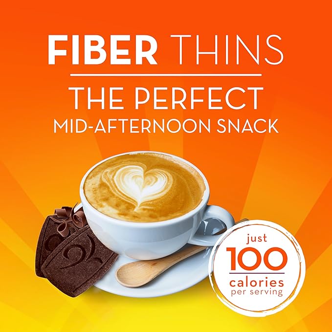 Metamucil, Fiber Thins, Daily Psyllium Husk Fiber Supplement, Supports Digestive Health and Satisfies Hunger, Chocolate Flavor, 48 Total Servings (4 Packs of 12)