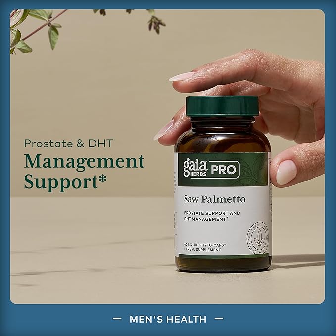 Gaia Herbs PRO Saw Palmetto - Healthy Prostate Gland Support Supplement* - Herbal Supplement with Saw Palmetto & Sunflower Seed - Vegan Gluten-Free Soy-Free - 60 Liquid Phyto-Caps (60 Servings)