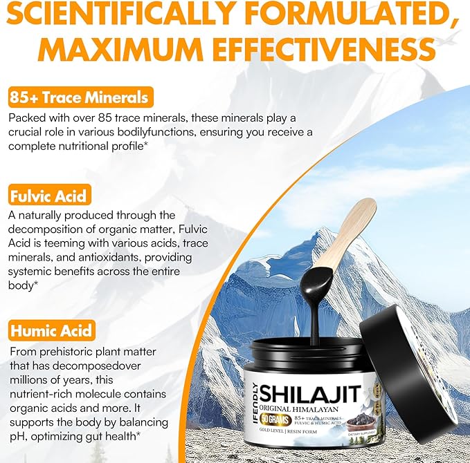Shilajit Resin, Shilajit for Men & Women, Shilajit Pure Himalayan Organic - 600mg Potency Gold Grade, with 85+ Trace Minerals, Fulvic & Humic Acid, for Stamina, Immunity & Strength, 83 Servings (50g)