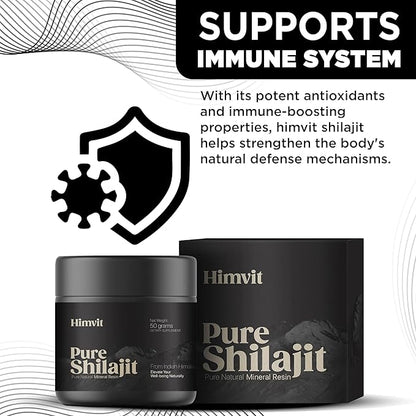 Pure Himalayan Organic Shilajit Resin with Lab Report Super high Potency for Men & Women Fulvic Acid & Trace Minerals Humic Acid Supplement Resin| Supports Energy, Metabolism & Immunity| 50 Grams