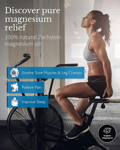 Magnesium Spray Oil - 100% Pure Topical Magnesium Chloride for Leg Cramps from Ancient Zechstein Seabed | Perfect for Sports, Relaxing & Sleep | for Adults & Kids (3,33 oz)