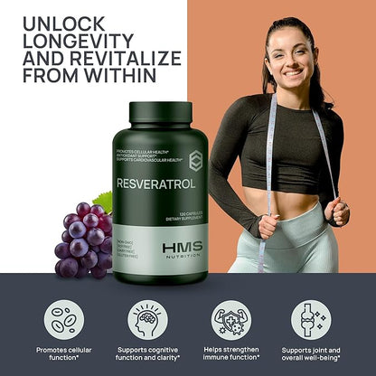 Resveratrol 1400mg 120 Capsules High Potency Trans-Resveratrol with Powerful Antioxidents Acai Grapeseed Green Tea Supports Cellular and Cardiovascular Health Anti-Aging