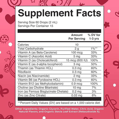 MaryRuth Organics CoComelon Toddler Kids Multivitamin with Iron | Immune Support | Toddler Vitamins | USDA Organic | Sugar Free | Multivitamin Liquid Drops for Kids Ages 1-3 | Vegan | 1 Fl Oz