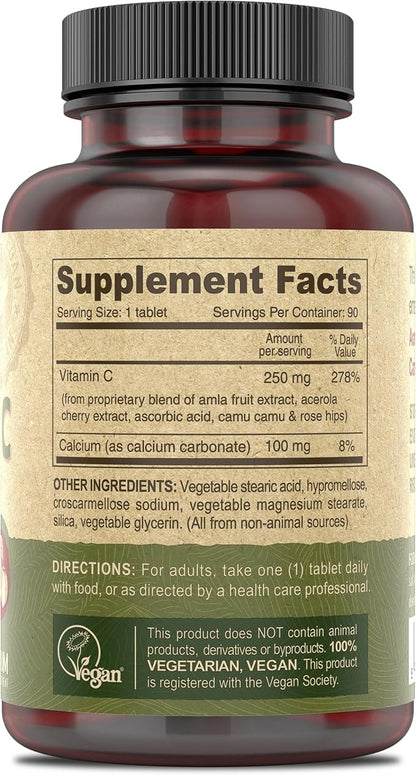 DEVA Vegan Vitamins - Vegan Food Based Premium Vitamin C - Multisource - Non-GMO - 90 Tablets