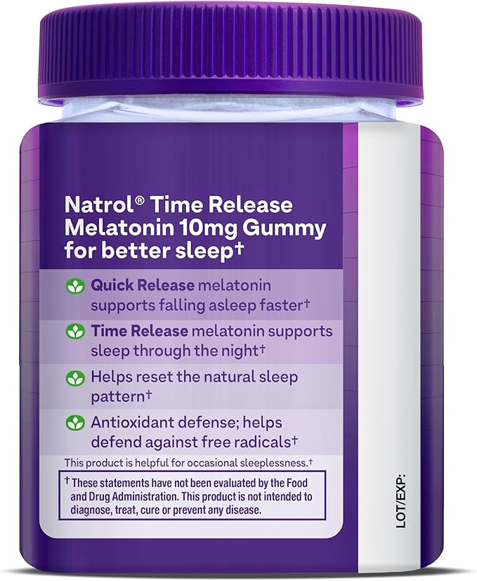 Natrol 10 mg Melatonin Gummies, Time Release Sleep Gummies for Adults, Minimize Wake Ups, Strawberry-Flavored, 55 Count, 55 Day Supply