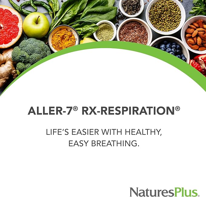 Natures Plus Advanced Therapeutics Aller-7 Rx-Respiration - 60 Vegetarian Capsules - Supports Respiratory Wellness - Gluten-Free - 30 Servings