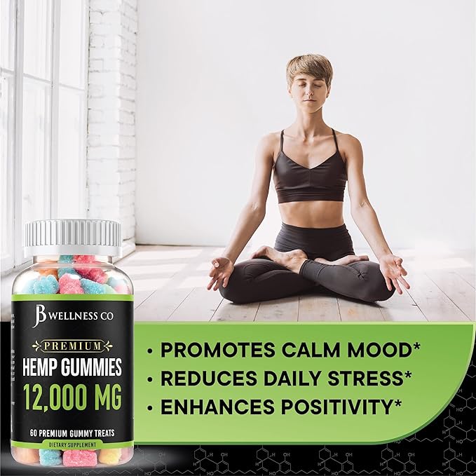 [2-Pack] – Hemp Gummies Premium 12,000 – Inflammation – Vitamins & Omega 3,6,9 – Made in The USA (120 Count) – [2-Pack]