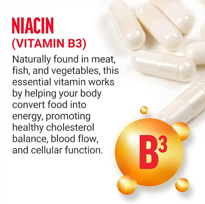 FORCE FACTOR Niacin Vitamin B3 to Support Cellular Energy and Cardiovascular Health, Niacin 500mg Heart-Health Supplement, Vegan, No Gelatin, Non-GMO, 100 Vegetable Capsules