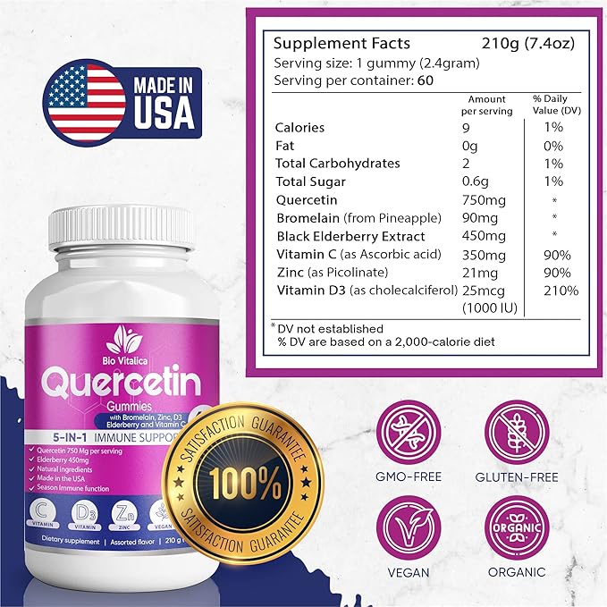 BIO VITALICA (Bundle) Sea Moss Elderberry (1 Pack) & Quercetin (2 Packs) & Sea Moss Ashwagandha (1 Pack)