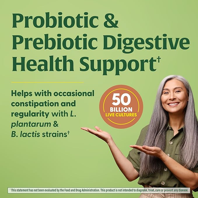 MegaFood MegaFlora Probiotic + Prebiotics + Turmeric Supplement - Probiotics for Women Digestive Health - 50 Billion CFUs - 14 Strains - Vegetarian - 60 Capsules (30 Servings)