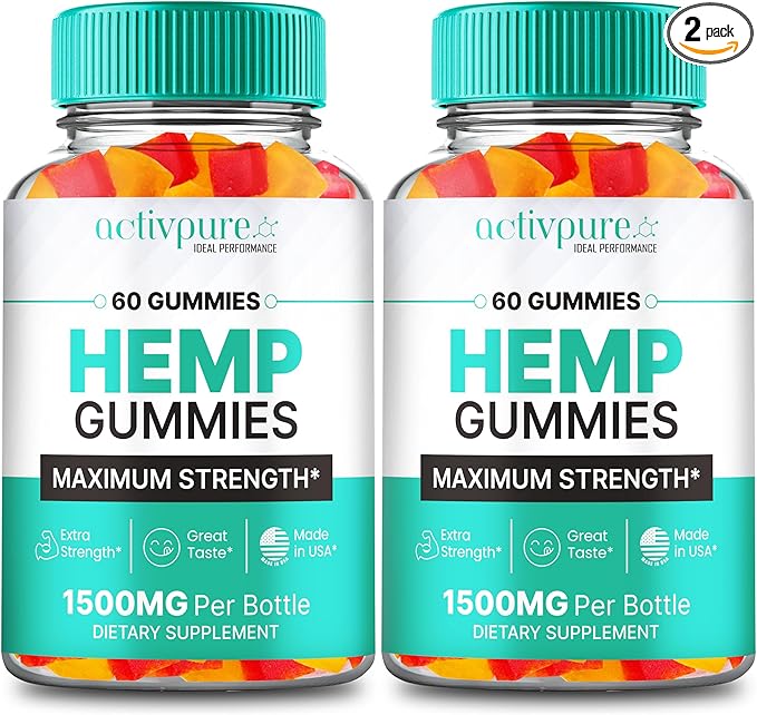 Activ Pure Hemp Gummies - ActivPure Supplement Hemp Gummies - Maximum Strength, All Natural Overall Health and Wellness Support, Activ Pure Health Gummy Reviews (2 Pack)