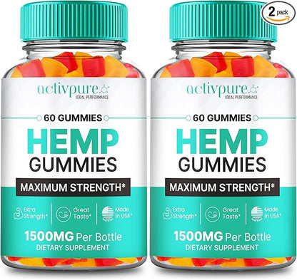 Activ Pure Hemp Gummies - ActivPure Supplement Hemp Gummies - Maximum Strength, All Natural Overall Health and Wellness Support, Activ Pure Health Gummy Reviews (2 Pack)