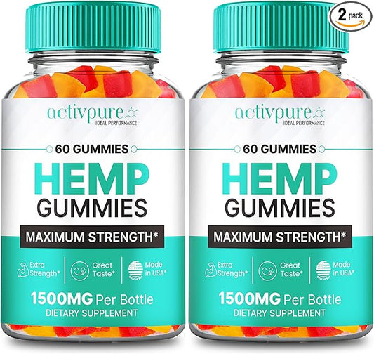 Activ Pure Hemp Gummies - ActivPure Supplement Hemp Gummies - Maximum Strength, All Natural Overall Health and Wellness Support, Activ Pure Health Gummy Reviews (2 Pack)