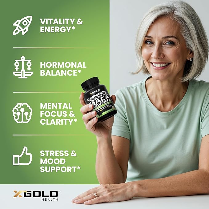 Ashwagandha 5000mg + Tongkat Ali 1000mg + Maca Root 5000mg + Fenugreek 3000mg Supplement | Black + Red + Yellow Maca Root Extract & Fenugreek Herbal Supplements for Men & Women - Made in USA