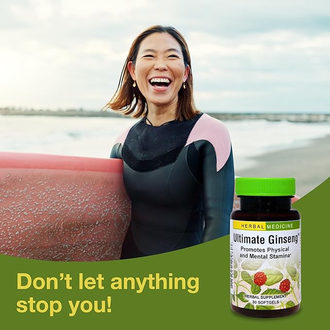 Herbs Etc. Ultimate Ginseng Softgels - Support Continuous Physical Activity - Aids Brain Health - Supports Daily Stamina for Physical & Intellectual Activity - Gluten-Free - 30 Softgels (30 Servings)