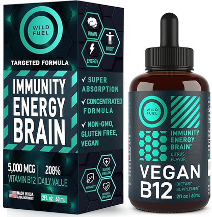 WILD FUEL Essential Amino Acid Supplement and Vegan Vitamin B12 Liquid Energy Bundle