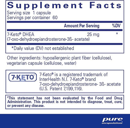 Pure Encapsulations 7-Keto DHEA 25 mg | Unique DHEA Metabolite Supplement to Support Thermogenesis* | 120 Capsules