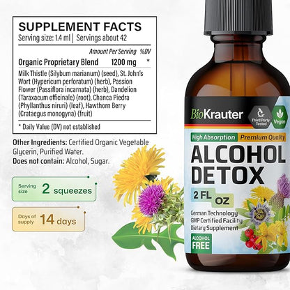 BIO KRAUTER Alcohol Detox Tincture 2 Fl. Oz. & Uric Acid Support Tincture 4 Fl. Oz.