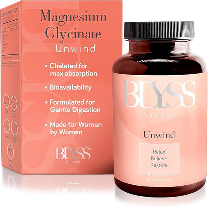 Magnesium Bisglycinate Capsules for Women - 200mg Chelated Glycinate Magnesium Supplement for Maximum Absorption - Natural Supplements for Sleep, Mood Support & Muscle Cramps - 120 ct