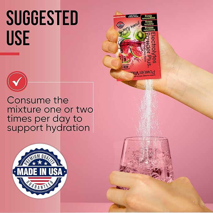Electrolytes Powder Plus, Keto, Guava Kiwi, Sugar Free, Pink Himalayan Salt, 1000mg Potassium, 120mg Calcium, 120mg Magnesium, Non-GMO, Zero Calories, (16 Hydration Packets)