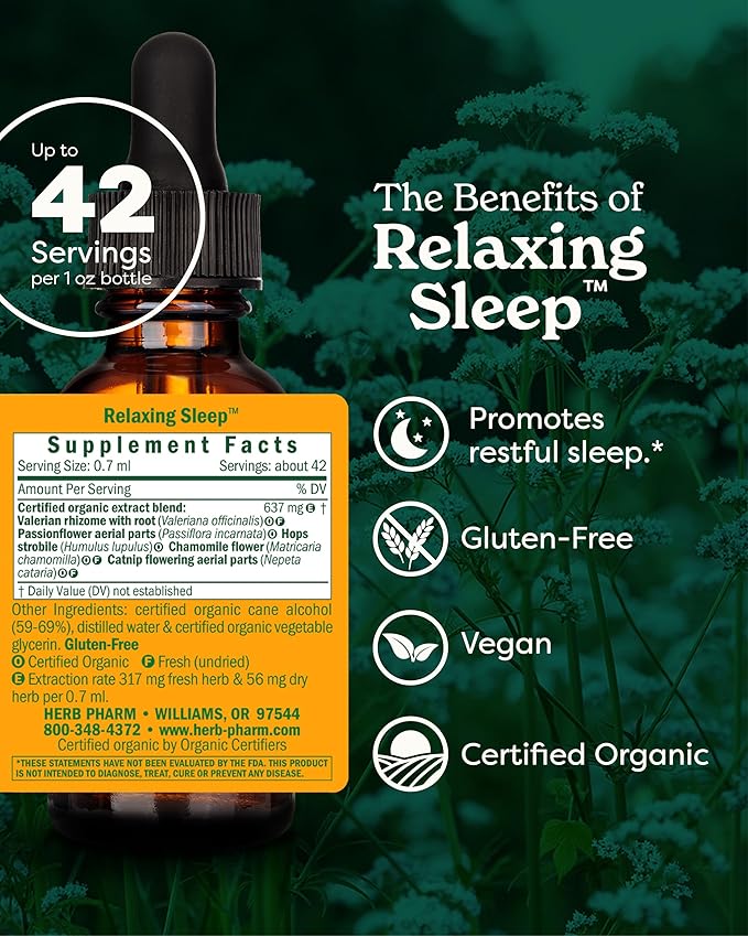 Herb Pharm Relaxing Sleep Herbal Formula with Valerian Extract - 1 Ounce