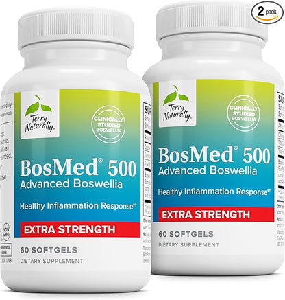 Terry Naturally BosMed 500 - Boswellia Serrata Extract Supplement - Dietary Supplement for Healthy Lung Support - Herbal Supplement Formula - 60 Softgels (Pack of 2)