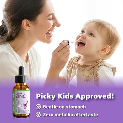 Nature's Nutra Happy Zinc, Premium Liquid Zinc for Baby, Infant, Kids and Children, TRAACS Chelate Zinc, High Bioavailability, Non-GMO, Kosher, 2 Fl. Oz (60ml)
