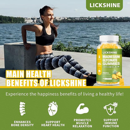 1 Pack Magnesium Glycinate Gummies 1000mg, Calcium, Potassium, Bromelain, Vitamin D, B6, CoQ10 Supplement for Relaxation, Calm Mood, Stress Relief and Sleep for Adults & Kids, 60 Counts