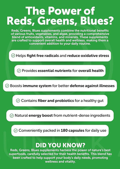 Lunakai USA Made Superfood Fruits & Veggies Supplement - All-in-One with 4 Blends & Scented Capsules, 180ct Super Veggie Capsules for Adults