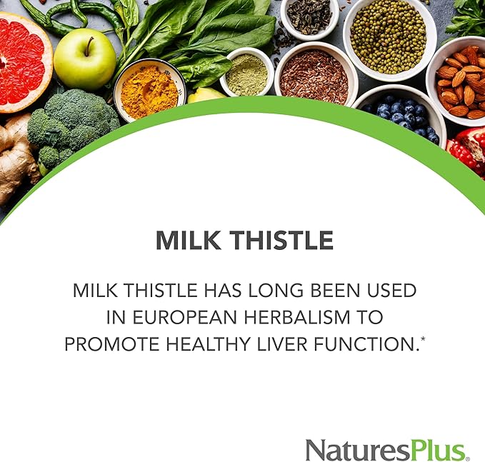 Natures Plus Herbal Actives Milk Thistle, Extended Release - 500mg, 80% Silymarin, 30 Vegetarian Tablets - Gluten-Free - 30 Servings
