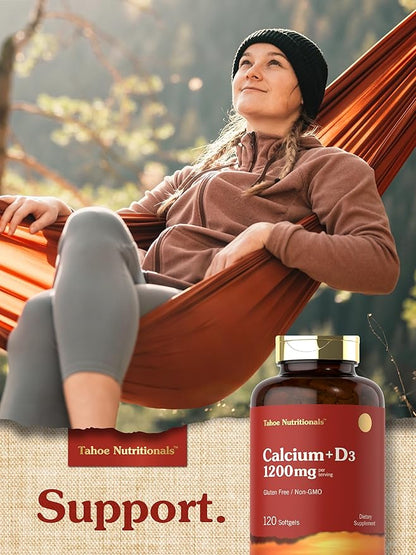 Carlyle Calcium 1200 mg with Vitamin D3 | 120 Softgels | Non-GMO & Gluten Free Supplement for Men and Women | Tahoe Nutritionals