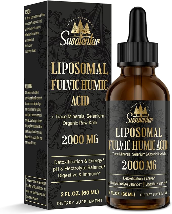 Trace Minerals Electrolytes Drops 2000 MG | Liquid Liposomal Fulvic Humic Acid Supplement | 85+ Trace Minerals | Hydration | Detoxification | Energy | pH Balance | Digestion | Immunity | 2 Oz