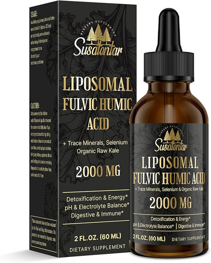 Liquid Liposomal Fulvic Humic Acid Supplement & 5000MG Shilajit Coffee for Focus, Energy