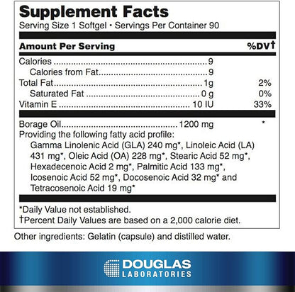Douglas Laboratories Ultra G.L.A. (Borage Oil) | 240 mg. Gamma Linolenic Acid | 90 Softgels