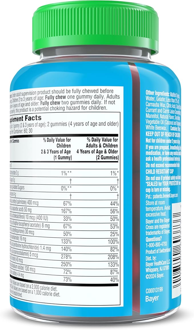 Flintstones Multivitamins for Kids, Sugar Free Kids Multivitamin Gummies, with Vitamins A, C, E, B6 & B12, Raspberry Flavored Gummy Vitamins, 60 Count