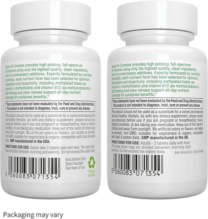 Super B-Complex Bundle, 180 Sustained-Release Tablets & 20 Orange Flavor Effervescent Tablets for Fast Energy On The Go, by Igennus