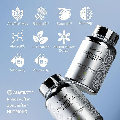 Magnetic Mind - Premium Cognitive Supplement for Ultra Focused Energy, Clarity, & Drive - Nootropic Designed for Long-Term Brain Health, Memory & Focus - 30 Day Supply - No Artificial Colors