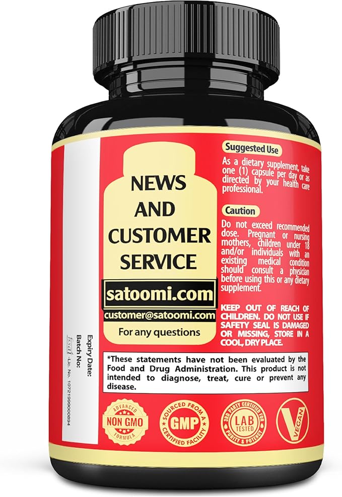 Satoomi St. John's Wort Capsules Extract Supplement - 6 Herbs Equivalent 5050 mg - Emotional Balance, Joyful Mood & Mood Support - 1 Pack 90 Veggie Caps 3-Month Supply