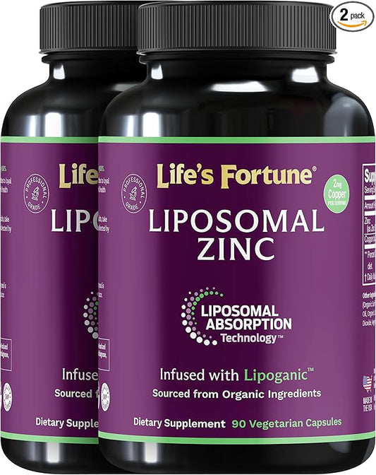 Liposomal Zinc Supplement with Copper | Pure Zinc Citrate Vitamins for Adults for Immune Support, 50mg, 90 Count (Pack of 2)