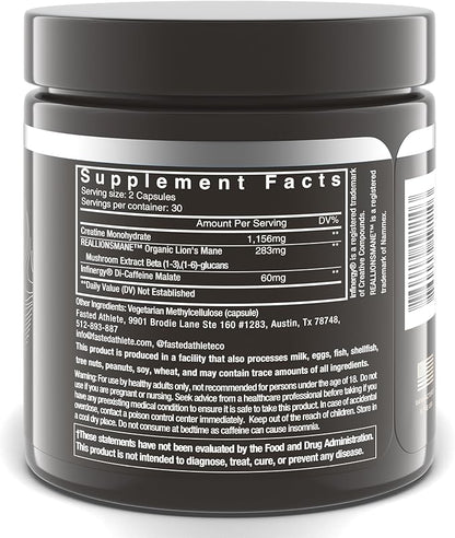 Lift – Lions Mane Mushroom Supplement, Boost Memory & Focus, Eliminate Brain Fog, Plus Creatine for Energy, Nootropics Brain Support, 60 Capsules