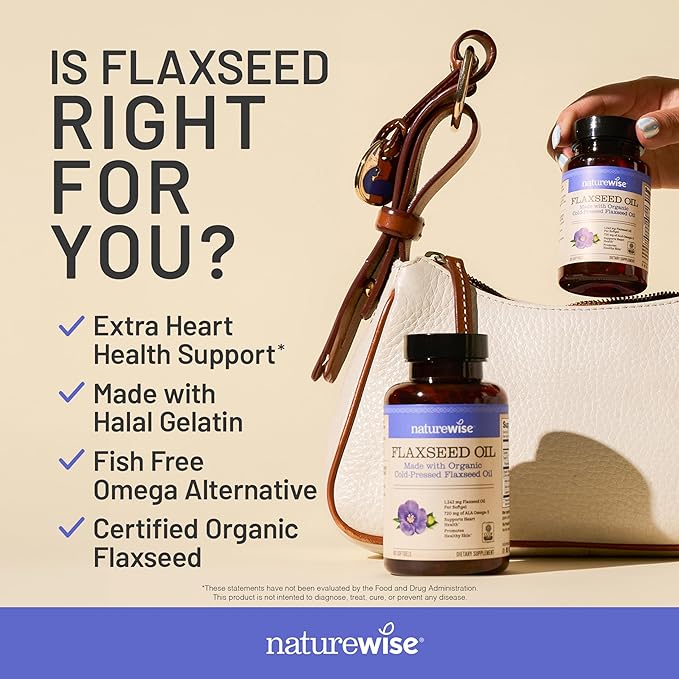 NatureWise Flaxseed Oil 1200 mg, Fish Free Omega 3 6 9 with 720mg ALA, Dietary Supplement for Heart Health Support - Organic, Cold Pressed, Non-GMO - 120 Softgels[4-Month Supply]