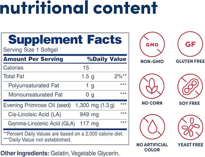 American Health Dietary Fiber Supplements, Royal Brittany Evening Primrose Oil, Pack of 2, 60 Count