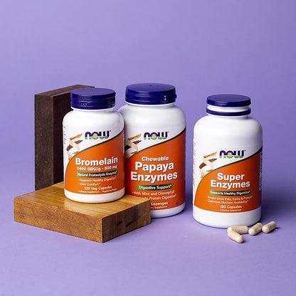 NOW Foods Supplements, Papaya Enzyme with Mint and Chlorophyll, Digestive Support*, 360 Chewable Lozenges
