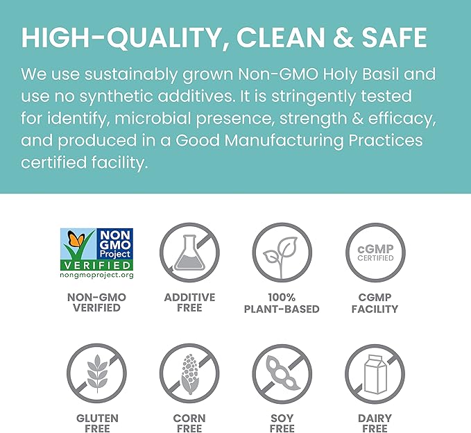 Himalaya Holy Basil Tulsi Herbal Supplement, Stress Relief, Relaxation, Occasional Sleeplessness, Promotes Calm, Ayurvedic, Non-GMO, Vegan, 720 mg, 60 Capsules, 2 Pack