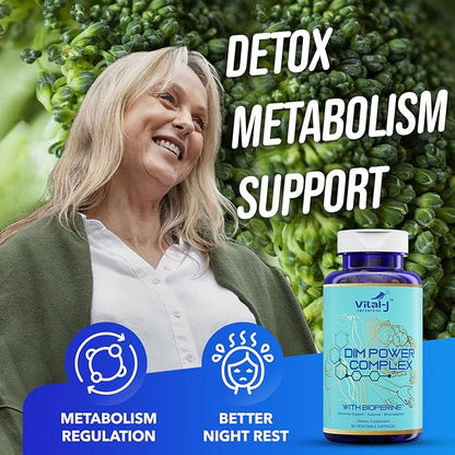 4-in-1 DIM Potent Complex 300mg - Estrogen Balance and Metabolism, Energy & Menopause Support Supplement with Bioperine (x4), Calcium and Broccoli Extract - for Women and Men 60 Servings